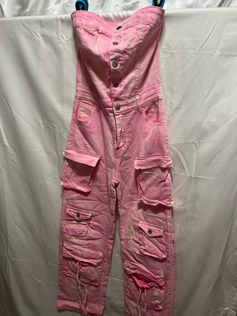 Daisy Strapless Pink Cargo Jumpsuit